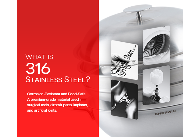316 STS Heavy Duty Wok with Steamer