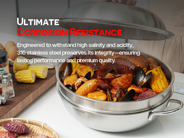316 STS Heavy Duty Wok with Steamer