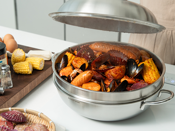316 STS Heavy Duty Wok with Steamer